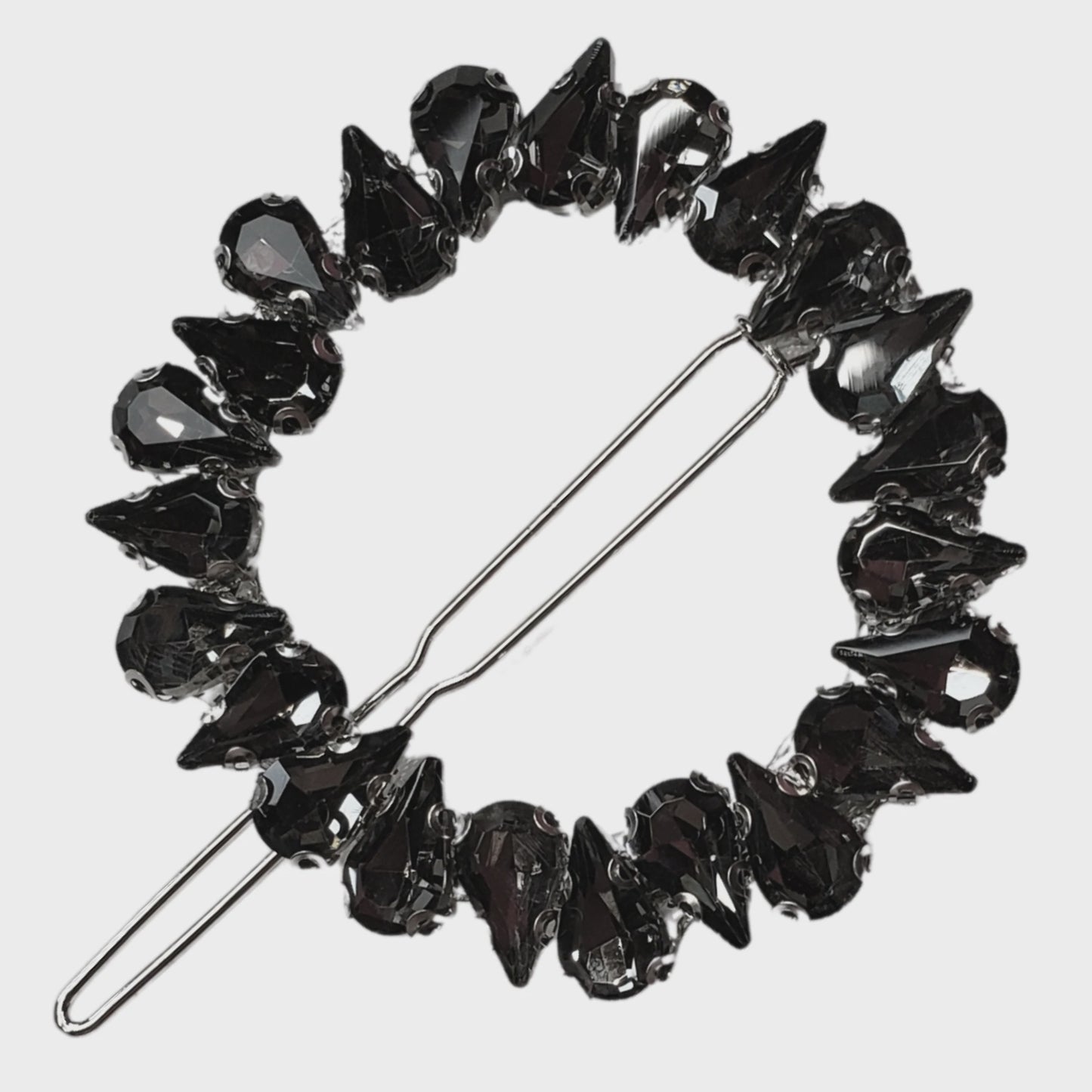 Pink Pewter Sky Wheel Crystal Hair Clip-Gunmetal