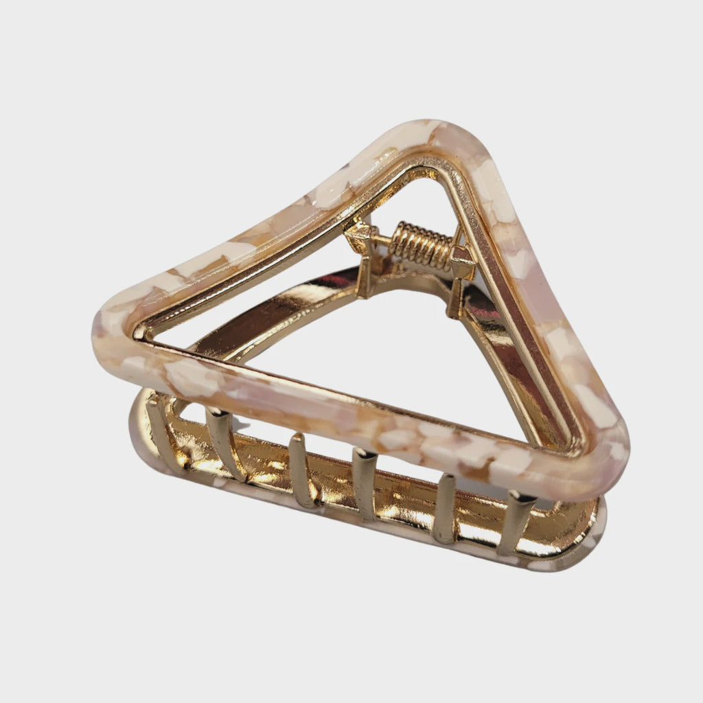 Pink Pewter Marbled Trigon Metal Clip-Beige