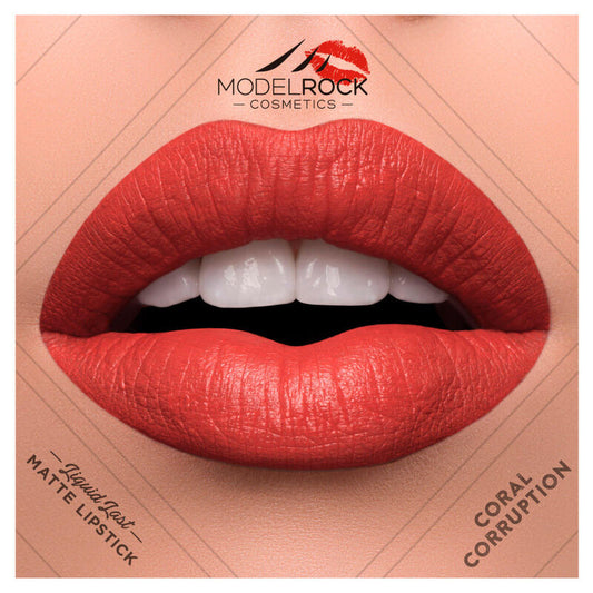 Modelrock- Liquid to Matte Longwear Lipstick- Coral Corruption